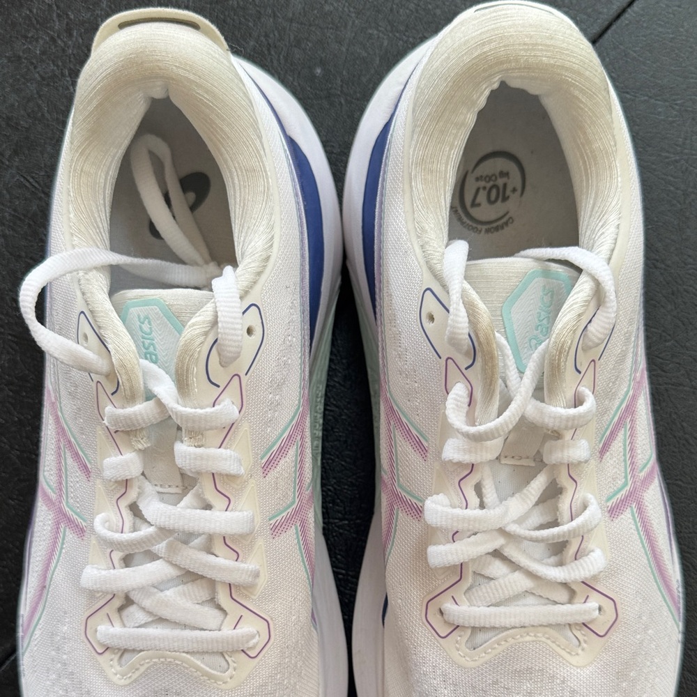Pure gel White Athletic Sneakers with Pastel Accents. Only worn once - Picture 3 of 3